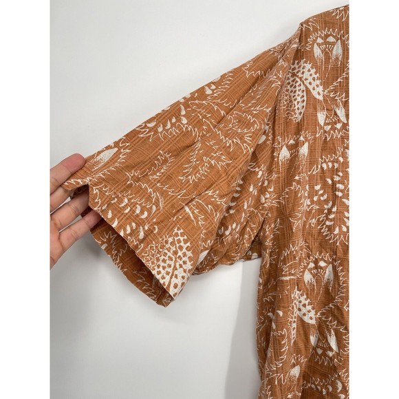 Columbia Sportswear‎ Size L Men's Hawaiian Shirt Orange/White with Palms - Picture 4 of 7